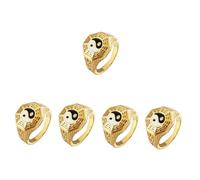 Healeved 5 Pezzi Anello in acciaio Tai Titanio anelli cinesi suona gli uomini anelli di moda per anello bagua da anelli di metallo per Acciaio al titanio D'oro