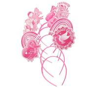 Healeved 5 Pezzi Cerchietto Rosa in Plastica per Decorazioni Creative e Accessori per Chioma, per Attività Scolastiche e Addobbi Festa Giornata Internazionale del Cancro al Seno