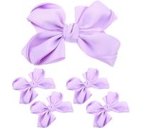 Healeved 5 pezzi di fermagli per capelli per bambini, fermagli per capelli con fiocco viola, per con nastro morbido per neonati, accessori carini in stile boutique per bambini piccoli