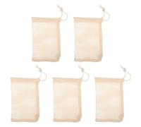Healeved 5 pezzi Sacchetti Porta Sapone in Rete Naturale con Coulisse da Pouch Schiumogeni in Cotone per Doccia e Viaggio Sacchetto Sapone Schiumogeno Multifunzione Facile da Appendere