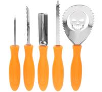 Healeved 5 Pezzi Set di Strumenti per Intaglio Zucca Halloween in Acciaio Inossidabile e Plastica, Resistenti e Antiruggine, per Fai da Te e Decorazioni di Festa