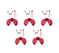 Healeved 5 Set Set Costume Coccinella per Bambine con Piume Rosse, Bacchetta Fatata e Cerchietto con Antenne, Leggero e Facile da Trasportare per Carnevale e Halloween
