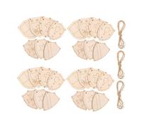 Healeved 50 Pezzi Kit Intaglio Legno Scudi in Legno Rustici Foro Preforato, Facili da Appendere per Decorazioni Fai-da-te e Lezioni D'arte a Casa