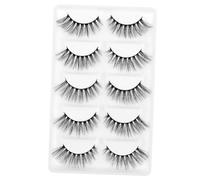 Healeved 5paio Ciglia Finte Nere in Fibra Ciglia Artificiali Lunghe e Folte Per Trucco Femminile Leggere e Morbide Per Aspetto Affascinante