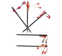 Healeved 5pezzi Forcine per Capelli Cinesi in Legno con Nappe Accessori per Capelli Classici per Hanfu Qipao e Eventi Tradizionali Fermagli Bacchetta per Raccolti