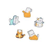 Healeved 5pezzi Spille Per Donna Forma Di Gatto Spille Per Giacche e Borse Accessori Moda in Resistenti Per Abbigliamento