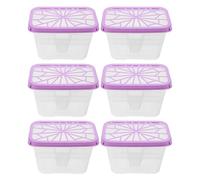 Healeved 6 Contenitori Riutilizzabili per L’umidità in Plastica Trasparente - Scatole di Ricarica Assorbiumidità per Armadio, Bagno e Ripostiglio - Custodie Deumidificatore