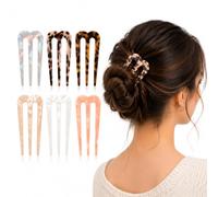 Healeved 6 forcine per capelli a forma di U in acido acetico per acconciature, bastoncini antiscivolo per fissare chignon e chignon nella vita quotidiana
