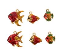 Healeved 6 Pezzi Animal Fish Necklace Pendants in Stainless Steel Water-resistant Enamel Coating Scratch-resistant Charms For DIY Bracelets And Jewelry Crafting