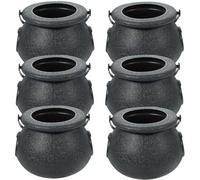 Healeved 6 Pezzi Secchiello Porta Caramelle di Plastica Nero Stile Strega per Halloween, Leggero e Portatile Manici, per Confezionare Dolcetti in Occasione delle Feste