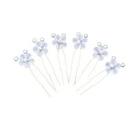 Healeved 6pezzi Forchette Forma Di u Bianche Perle e Fiori Bastoncini Per Capelli Di Accessori Per Capelli Eleganti Per Donne e Ragazze Adatti Per Matrimoni e Altre Occasioni Speciali