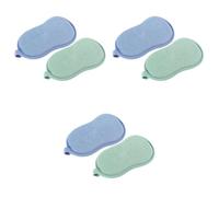 Healeved 6pezzi Spugne Da Bagno Esfolianti Per Ragazzo Ragazza Pannelli Doppio Lato Blu e Verde Strumento Di Pulizia Delicata Per La Ottimo Per Doccia e Bagno