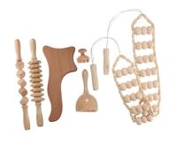 Healeved 6pezzi Strumenti per Massaggi Terapeutici in Legno Kit Massaggi Rullo Massaggiante Rullo Bastoncini Incisi Cubo Tavola per Schiena Collo Spalle Vita Cosce Polpacci
