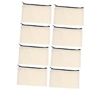 Healeved 8pezzi Borse Di Tela Vuote Per Astucci Canvas Con Cerniera Organizer Per Cancelleria e Makeup Per Scuola e Viaggi Color Naturale Con Zip Nera