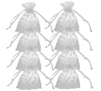 Healeved 8pezzi Sacchetti per Gioielli Coulisse e Pizzo Ricamato Contenitori Rete Trasparente per Accessori e Piccoli Oggetti Organizzatori da Viaggio