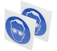 Healeved Adesivi Autoadesivi per Cartello Indossare Occhiali Protettivi 2 Pezzi Ø100Mm Etichette per Sicurezza Industriale Promemoria Visivo per Uso in Stabilimento e Luogo di Lavoro