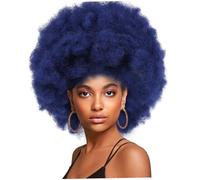 Healeved Afro Wig Corto Riccio per Donne Nere Parrucca Sintetica Resistente al Calore Capelli Afro Blu per Halloween Cosplay Feste e Utilizzo Quotidiano