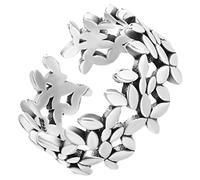 Healeved Anello di foglie di oliva lascia gli anelli per le donne i regolabili aperti gioielli ad o foglia per le donne delicato o da dito rame Argento