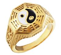 Healeved Anello in Acciaio Tai Titanio Anelli Cinesi Suona Gli Uomini Anelli Moda Vintage Da Di Metallo Per Rings for Men Fashion Acciaio Al Titanio D'oro