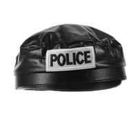 Healeved Berretto da Poliziotto in Pu Nero per Feste e Carnevale Cappello Ufficiale da Lavoro con Design Classico e Resistente per Performance e Spettacoli