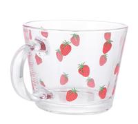 Healeved Bicchiere in Vetro per Bevande Design Fragola, Bocca Liscia e Sicuro, per Succo e Budino, 1 Pezzo, Stile alla Moda la Colazione Riutilizzabile