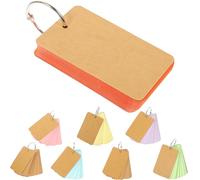 Healeved Blocchi Note con Anelli 8 Pezzi di Schede Didattiche Vuote Portatili Cartoncino Kraft Colorato Piccoli Biglietti di Auguri per Scuola Ufficio e Viaggi