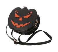 Healeved Borsa a Tracolla Donna Halloween in Pu Nero, Forma Zucca 3d Leggera e Pratica con Viso Jack o Lantern, Design Dark per Feste e Uso Quotidiano