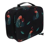 Healeved Borsa Cosmetica Per Viaggio Organizer Makeup Con Scomparti Trousse Multiuso Per Donna Oxford Design Elegante Nero Con Motivo Di Fenicottero