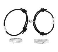 Healeved Braccialetto Intrecciato Celeste e Stella Anello Coordinato Set da 4 Pezzi in Poliestere per Donne e Coppie Accessorio Moda Estivo Delicato sulla Pelle Regalo per Amiche e