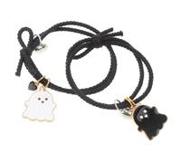 Healeved Bracciali Coppia 2 Pezzi Cuore Magnetico Intrecciato in Lega e Corda Elastica Nero, Morbidi e Accattivanti per Celebrazioni Significative e Uso Quotidiano