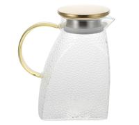 Healeved Brocca in Vetro Temperato Coperchio in Acciaio Inox, Resistente al Calore, Capacità per Acqua Fredda, Design Trasparente e Moderno, per Frigorifero Colore Casuale