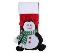 Healeved Calza di Natale a Forma di Pinguino, Calza Festiva Grande con paraorecchie Rossi e Sciarpa a Righe Verdi, Decorazione da Appendere di Grandi Dimensioni per o mensola.