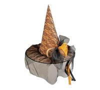 Healeved Cappello da Mago per Adulti Arancione Cappello da Strega Larga Design Floreale Dettagliato Accessorio per Costume Cosplay per Feste di Halloween e Celebrazioni Tema