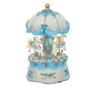 Healeved Carillon Rotante Giostra Musicale in Resina con Cavalli Luci LED Colorate Cambianti Decorazione Vintage per Compleanno Natale Senza Batteria Regalo per Bambine