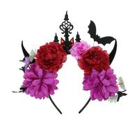 Healeved Cerchietto Con Fiori Da Pipistrello E Diavolo Di Halloween Floreale Per Il Dei Morti Accessori Per Feste Costume