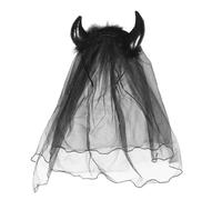 Healeved Cerchietto Corna Nere Tulle in Rete per Halloween, Accessorio Chioma Cosplay Facile da Indossare e Resistente, per Feste a Tema Spooky