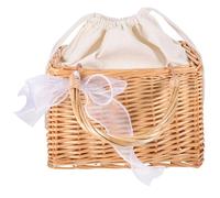 Healeved Cesto in Vimini Intrecciato Rettangolare con Coulisse, Borsa a Mano Multifunzione per Fiori e Portaoggetti, Accessorio Decorativo Elegante per Matrimoni e Uso Stile Stile Casuale