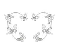 Healeved Clip Per Orecchini a Forma Di Farfalla in Lega Resistente Strass, Fermaglio Per Osso Auricolare Non Perforante, Gioielli Per Donne, Accessorio Elegante Per Feste e Uso Quotidiano