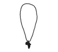 Healeved Collana Mappa Africa in Legno Nero Pendente Perline Etniche da Donna