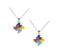 Healeved Collana Puzzle Autismo 2 Pezzi in Lega Resistente No Sbiadimento Accessorio Unico per Festa Compleanno