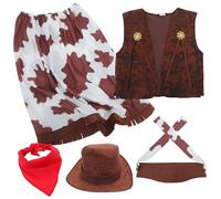 Healeved Costume da Cowgirl Donna e Materiale Confortevole con Cappello Cowboy, Gilet e Bandana a Triangolo Non Tessuto Leggero per Feste e Cosplay Western Autentico