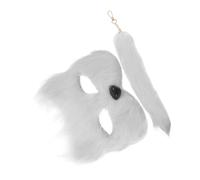 Healeved Costume Volpe Halloween con Maschera e Coda Morbida Fluffy Accessori Animali per Festa e Cosplay Leggero e Resistente Bianco