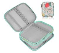 Healeved Custodia per Uncinetto Doppio Scomparto Organizer Porta Uncinetto Oxford Resistente Cerniera di Sicurezza Borsa Porta Attrezzi da Lavoro a Maglia Portatile Motivo Floreale