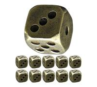 Healeved Dadi in Ottone Vintage Materiale Sicuro Set da 12 con Angoli Arrotondati Design Retrò Dadi Decorativi per Giochi da Tavolo e Feste di Poker