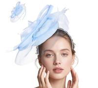 Healeved Elegante Copricapo a Forma di Fiore per La Sposa - Fermaglio per Capelli in Rete E Pizzo, Copricapo da Sposa Vintage per Addio Al Nubilato, in Chiesa Ed Eventi Formali (Blue)