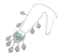 Healeved Elegante Fascia Per Con Catena in Argento Per La Fronte E Nappa Per Gioielli Etnici Da Sposa Accessorio Per Copricapo