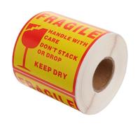 Healeved Etichette Adesive Fragile Autoadesive 10X10 CM Rosso-Giallo Set 500 Pezzi per Imballaggio Spedizioni con Avviso Maneggiare con Cura per Pacchi e Traslochi