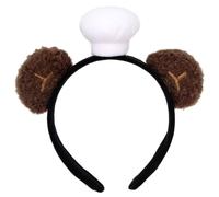 Healeved Fascia per capelli a forma di orso con cappello da chef - Cerchietto per capelli morbido con orecchie di animale carino per feste, accessori per cosplay - Copricapo alla moda a forma di orso