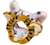 Healeved Fascia per Chioma da Donna in Peluche Orecchie di Tigre 2 Pezzi, Elastica e Larga, per Lavarsi Viso e Feste Cosplay
