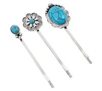 Healeved Fermagli per Chioma Western Retrò Set da 3 Forcine Decorative Dettagli Turchesi Accessori per Chioma Donna per Eventi e Uso Quotidiano